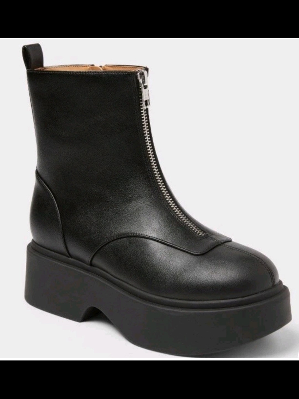 wild fable Low Shaft Black Front-Zip Platform Ankle Boots
